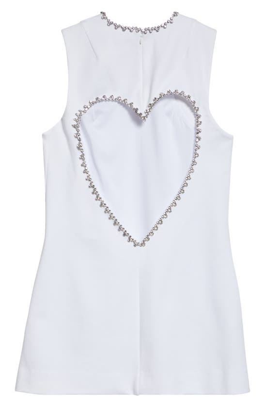 Shop Area Crystal Heart Back Cutout Ponte Minidress In White