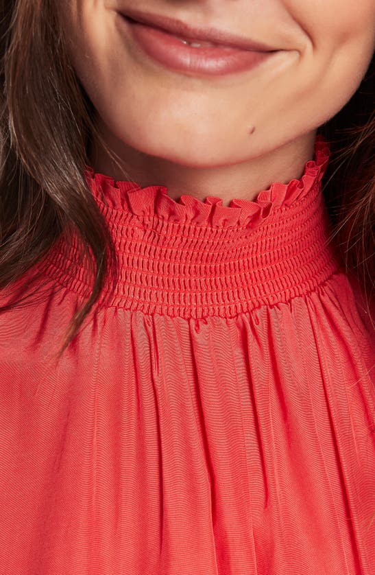 Court & Rowe Smock Detail Satin Halter Top In Bright Poppy