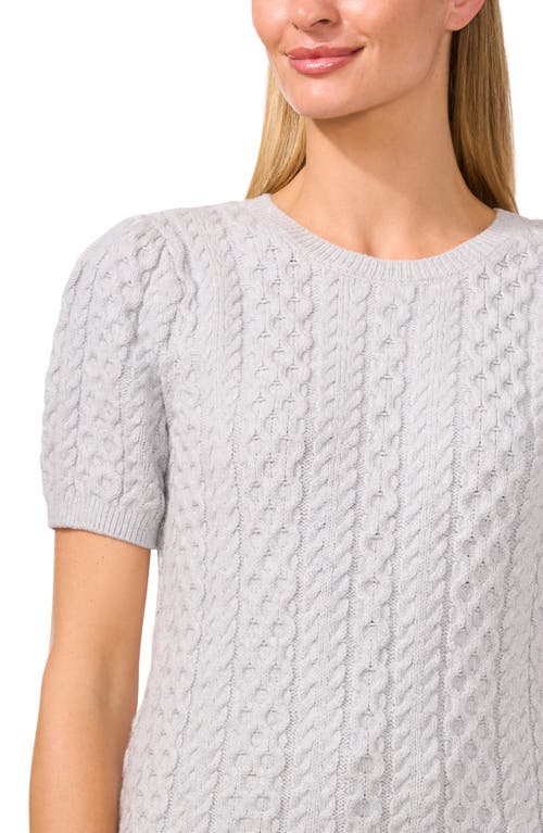 Shop Cece Cable Stitch Short Sleeve Sweater In Moon Grey