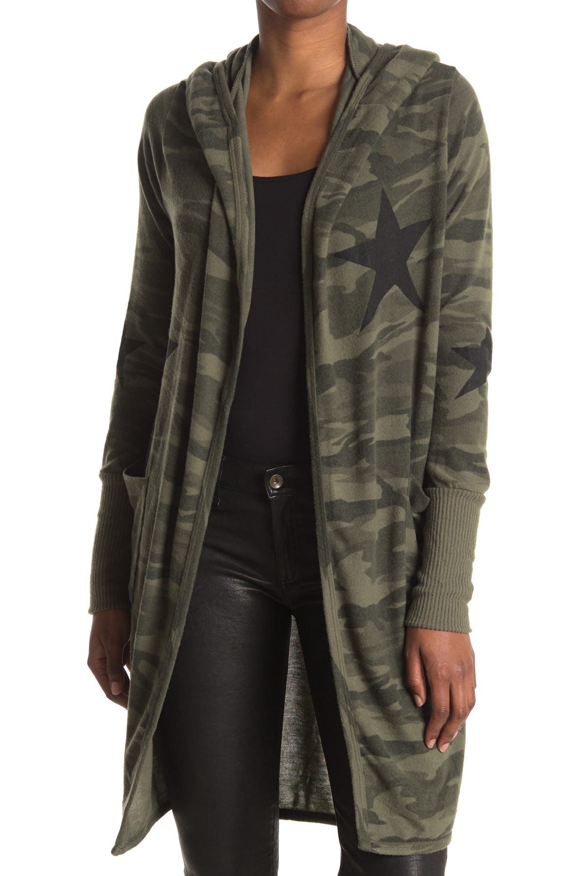 Sweet Romeo Star Printed Camo Cardigan 