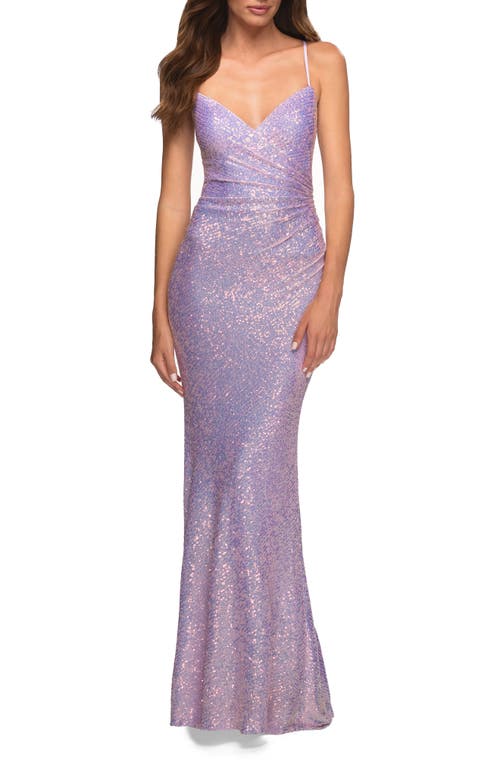 La Femme Sequin Sleeveless Gown Light Periwinkle at Nordstrom,