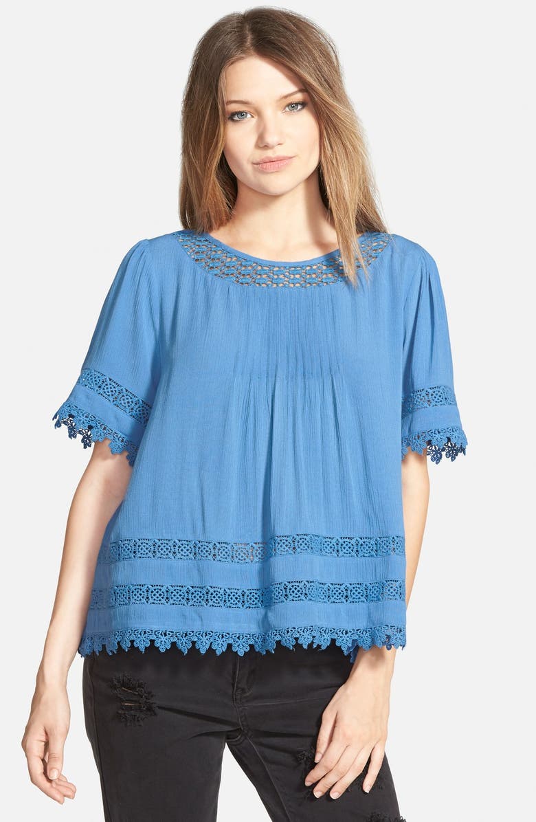 Frenchi® Embroidered Swing Top (Juniors) | Nordstrom
