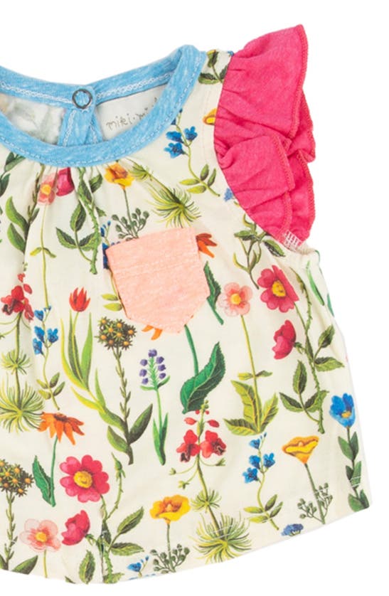 Shop Miki Miette Yasi Ruffle Sleeve Top & Bloomers Set In Wildflowers
