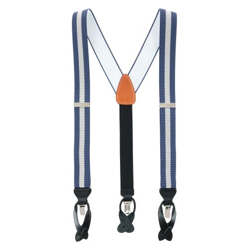 Shop Trafalgar Big & Tall Oliver Stripe Convertible Suspenders In Blue/grey