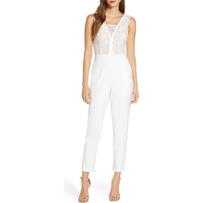 Adelyn Rae Sophie Lace Jumpsuit, White