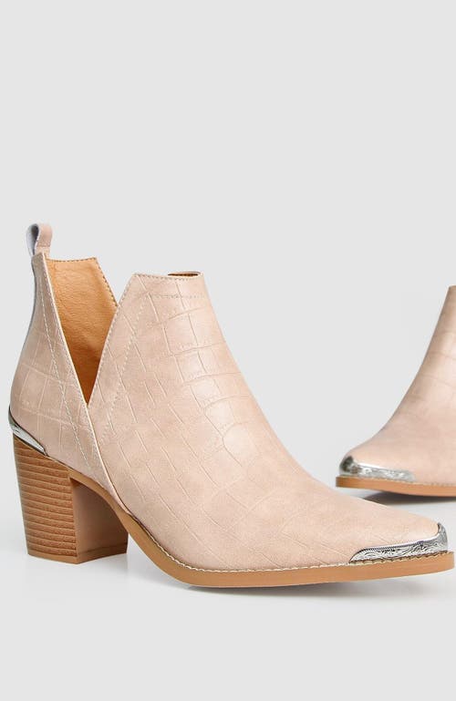 Belle & Bloom Austin Croc Embossed Ankle Boot In Blush