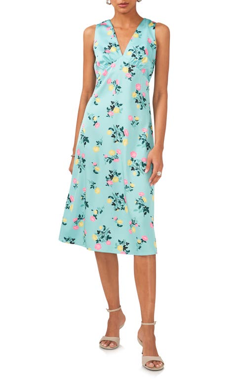 1.STATE Floral Sleeveless Dress Ocean Teal at Nordstrom,