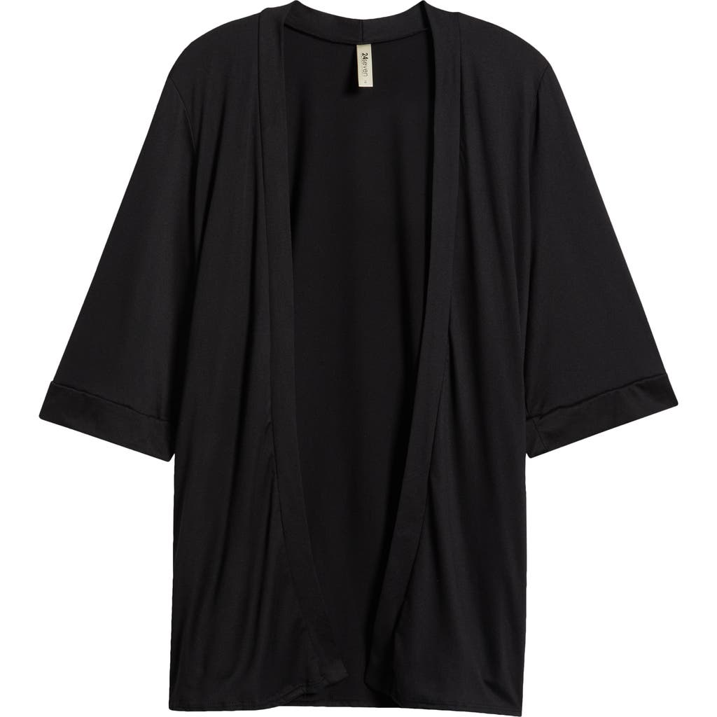 24seven Comfort Apparel Open Front Cardigan In Black
