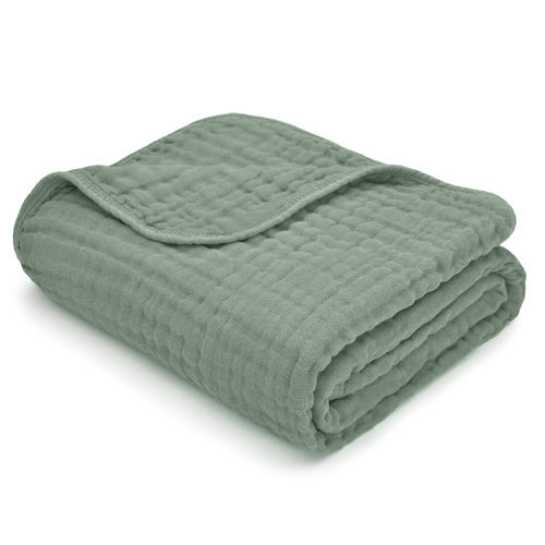 Comfy Cubs Muslin Baby Blanket In Fern