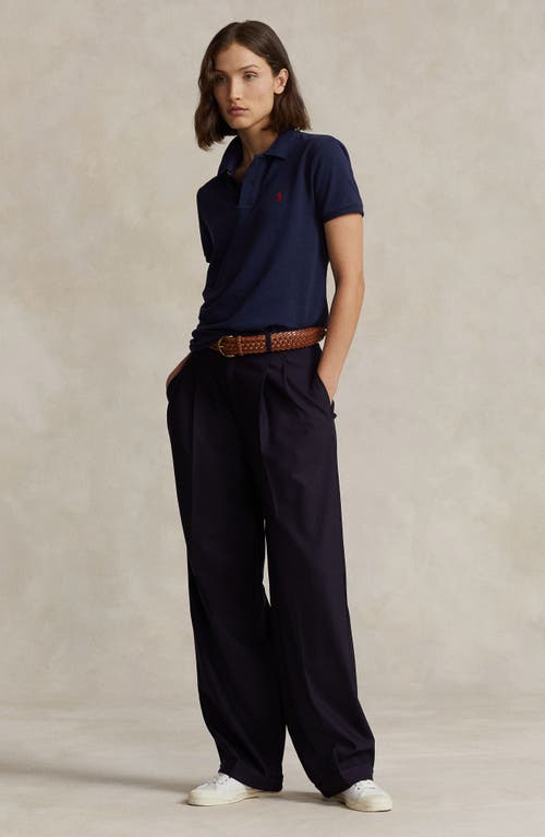 Shop Polo Ralph Lauren Classic Fit Piqué Polo In Newport Navy/red Pp