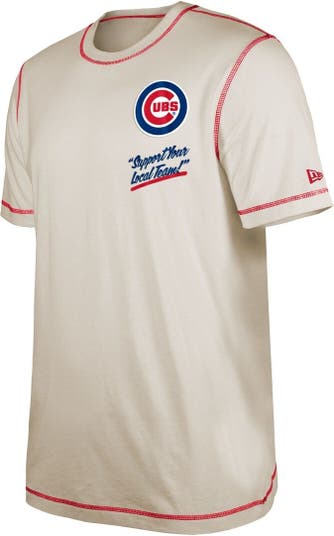 Men's New Era Cream Chicago Cubs Team Split T-Shirt Size: Large