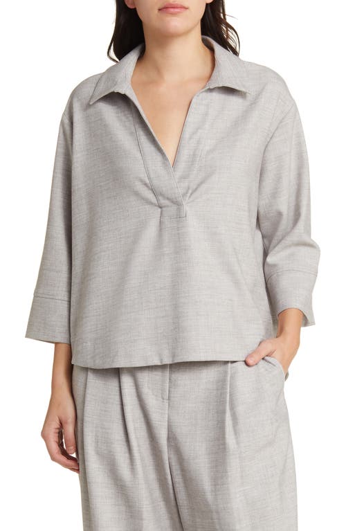 Masai Copenhagen Dipa Collar Shirt in Light Grey Melange at Nordstrom, Size X-Small