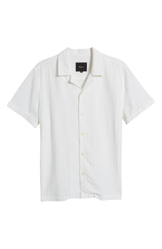 Rails Sinclair Textured Stripe Cotton Camp Shirt In White