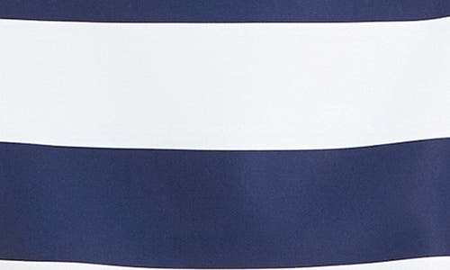 Shop English Factory Wide Stripe Minidress In Off White/navy