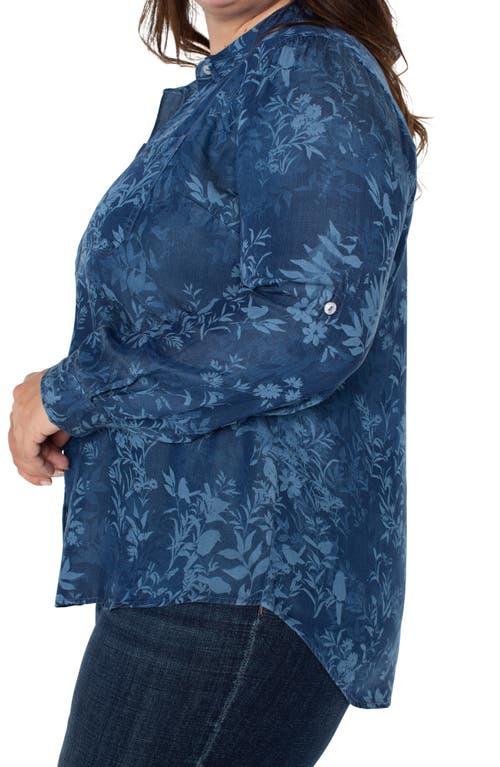 Shop Liverpool Los Angeles Button-up Shirt In Indigo Floral