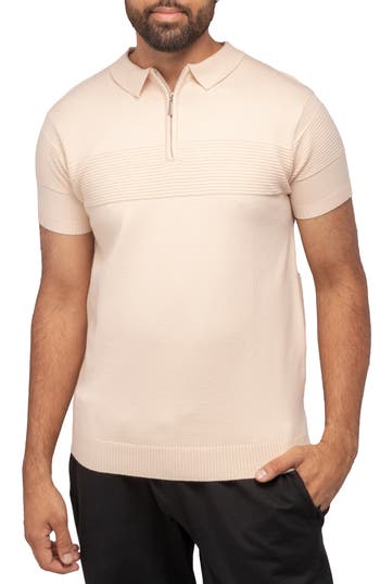 X-ray Xray Zip Polo Sweater In Sand