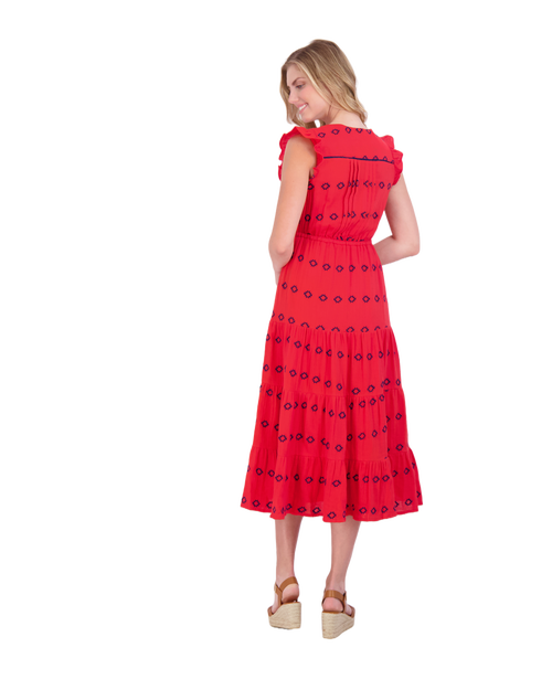 Shop Mer St. Barth Giselle Maxi Dress In Red Embroidery