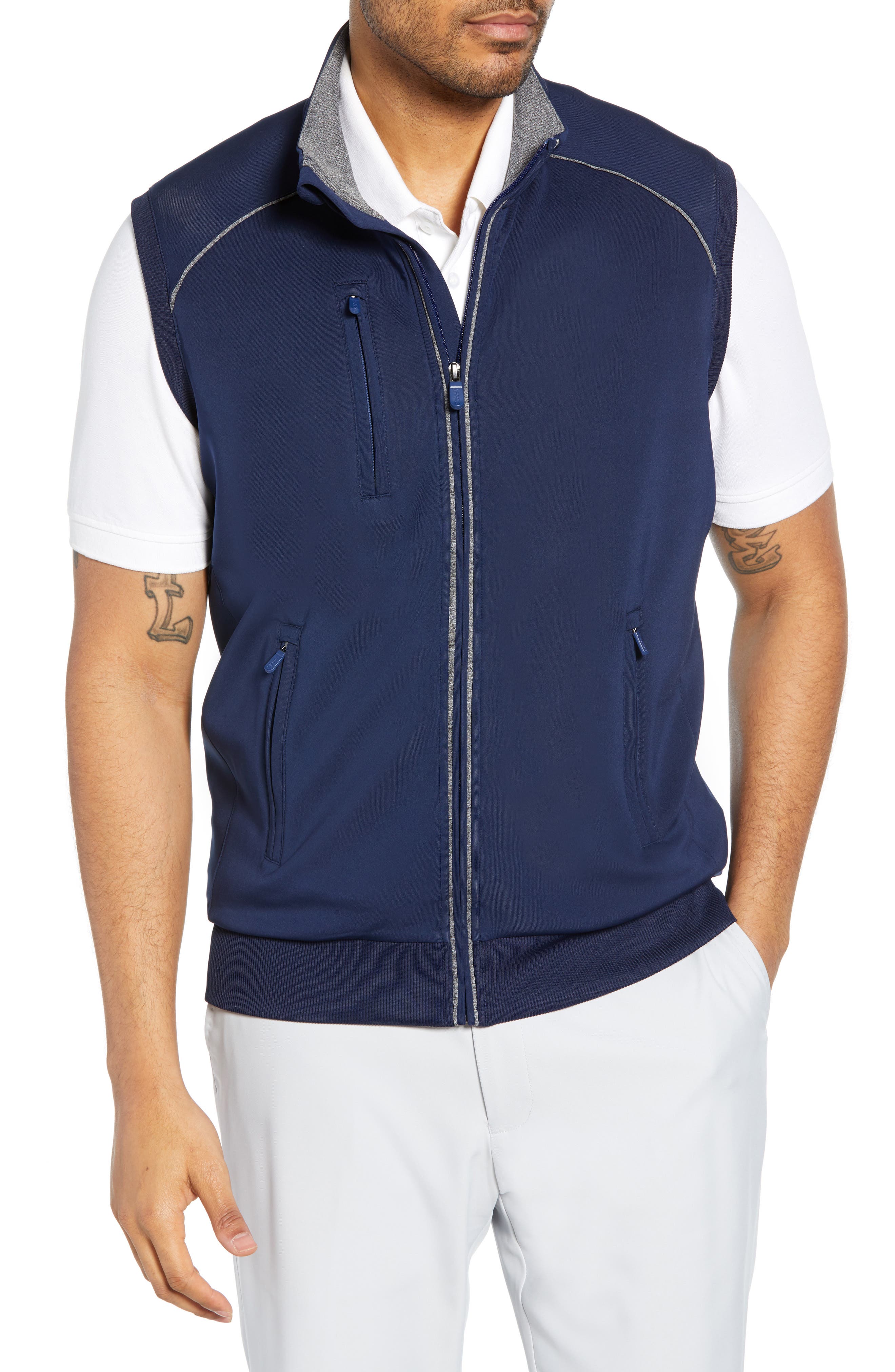 Bobby Jones Xh2O Denali Stretch Zip Golf Vest, Blue
