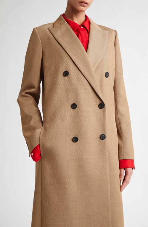 Shop Partow Marcus Double Breasted Wool Gabardine Coat In Almond