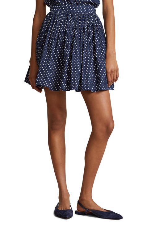 Polka Dot Pleated Miniskirt