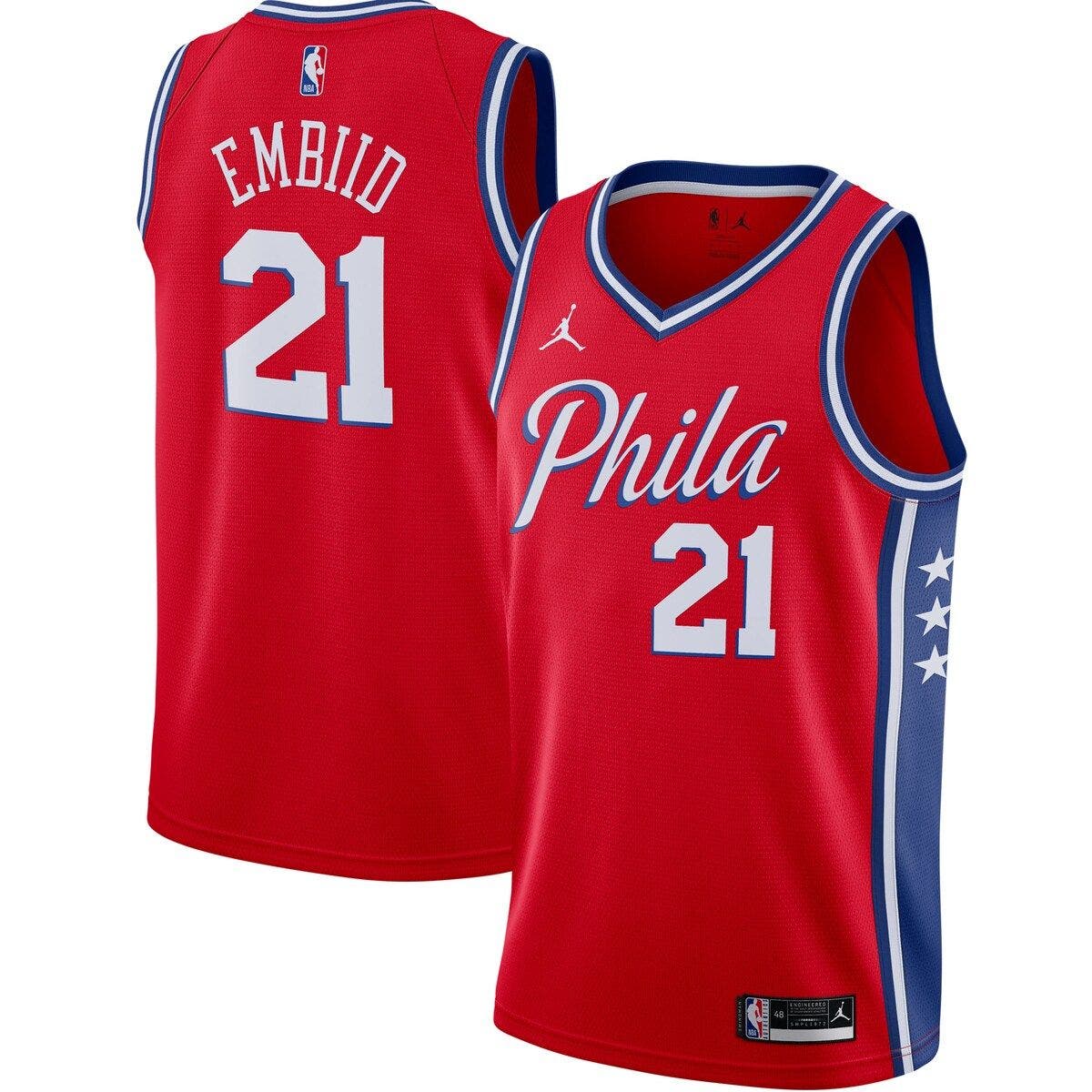 Jordan Brand Men's Jordan Brand Joel Embiid Red Philadelphia 76ers 2020 ...