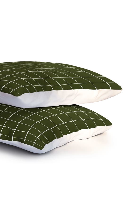 Deny Designs Grid Duvet Cover & Shams Set In Green