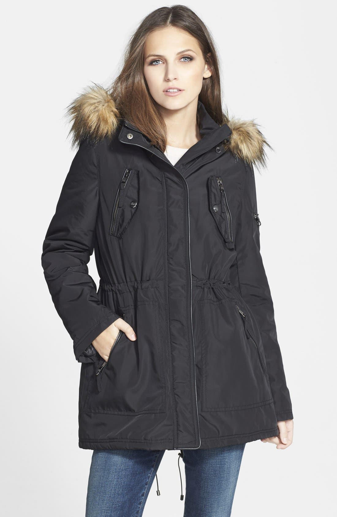 faux fur trim anorak