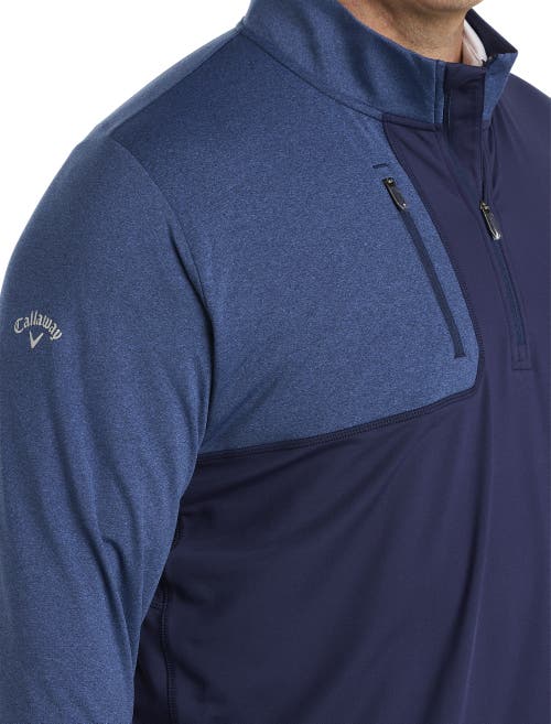 Shop Callaway 1/2-zip Mixed Media Pullover In Peacoat