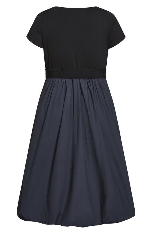 Shop City Chic Paris Days Belted Midi Dress In Navy/blackdnu