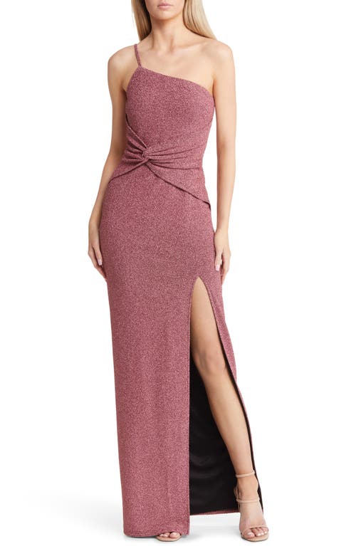 Luxe Radiance Metallic One-Shoulder Gown in Shiny Pink