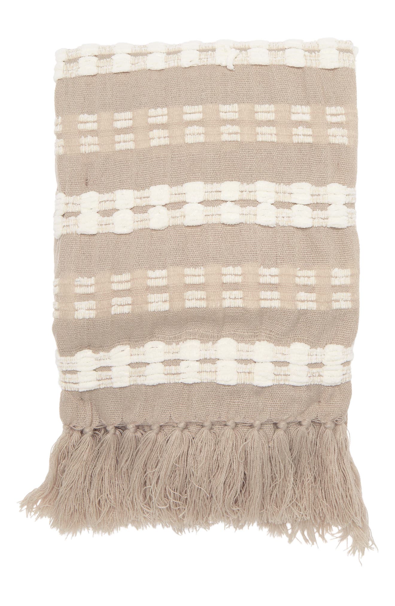 Artisan 34 Parker Fringe Knit Throw In Taupe