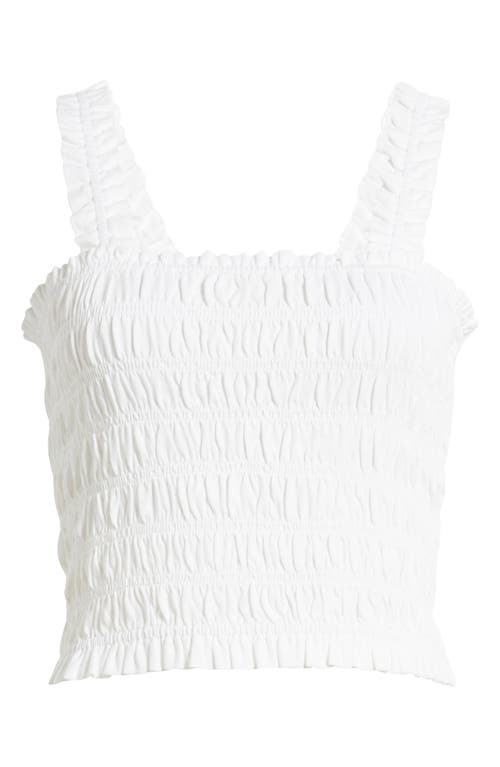 Treasure & Bond Smocked Organic Cotton Tank In White