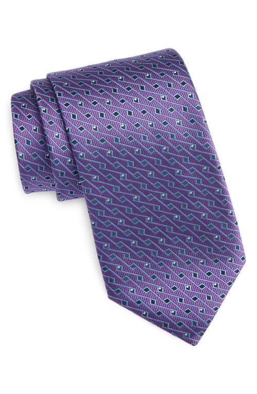 Canali Novelty Geometric Silk Tie In Blue