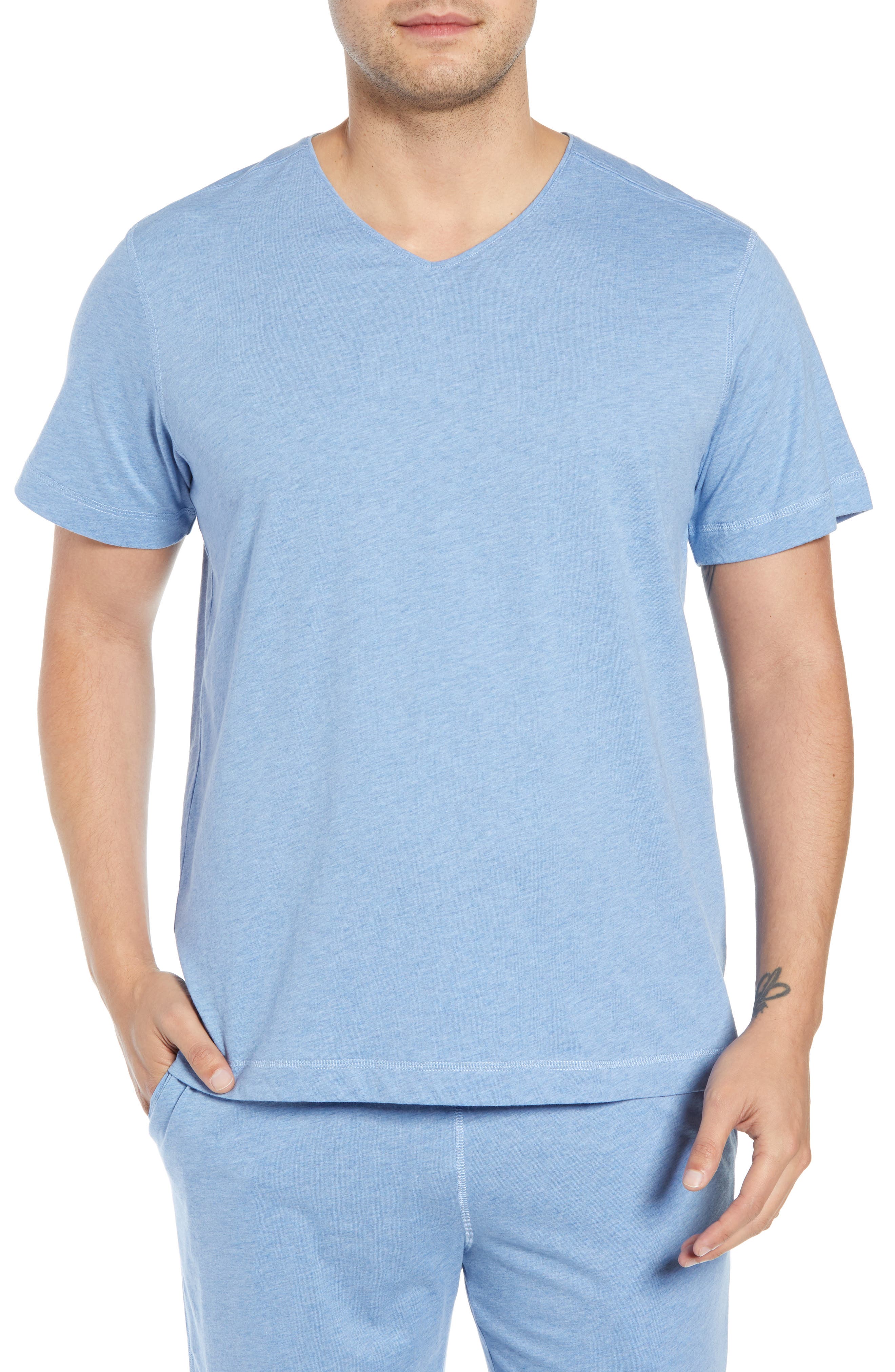 Daniel Buchler V-Neck Peruvian Pima Cotton T-Shirt in Blue 