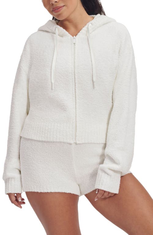 UGG(r) Hana Textured Fleece Zip-Up Crop Hoodie in Cream