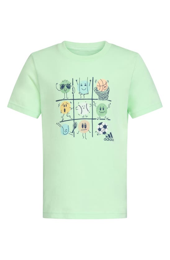 Adidas Originals Kids' Tic Tac Toe Friends T-shirt In Semi Green Spark