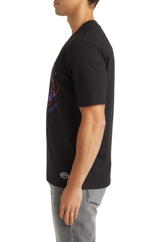 Shop Hugo Boss Boss X Nfl Stretch Cotton Graphic T-shirt In New York Giants Black