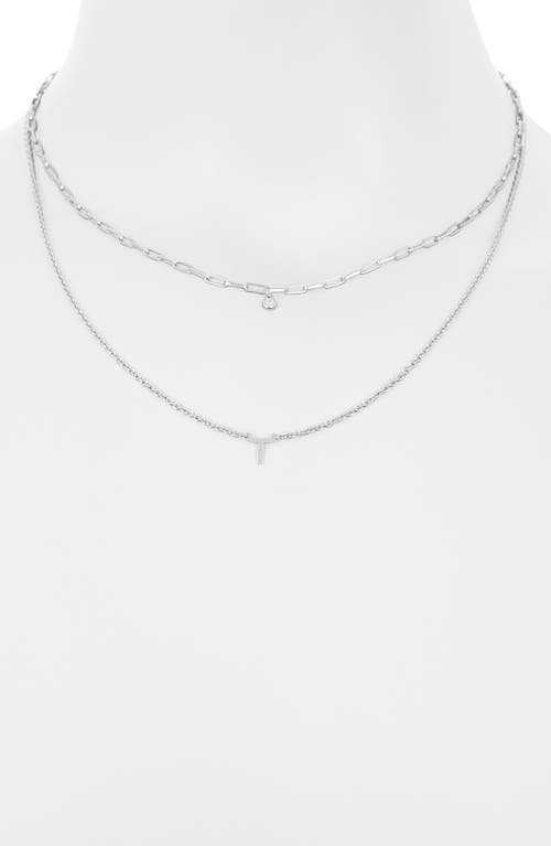 Meshmerise Diamond Initial Charm Necklace In Silver-t