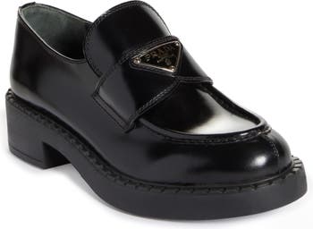 Logo leather loafers in black - Prada