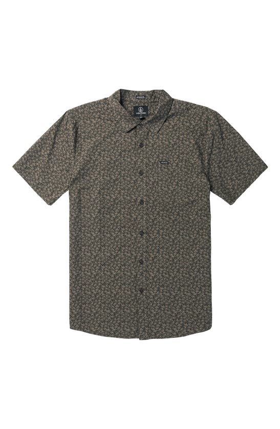 Shop Volcom Stone Mash Short Sleeve Button-up Shirt In Stealth