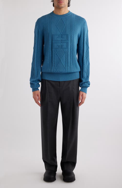 Shop Givenchy Mixed Stitch Cotton Crewneck Sweater In Steel Blue