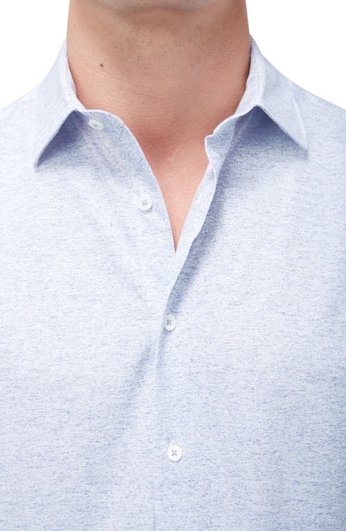Bugatchi James Ooohcotton® Heathered Button-up Shirt In Cobalt