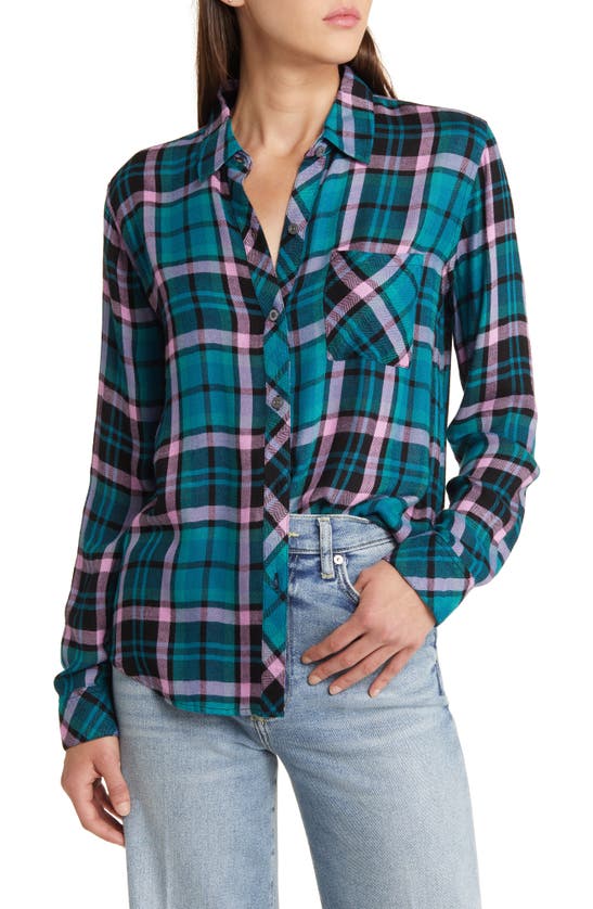 Rails Hunter Plaid Button-up Shirt In Aqua Lilac