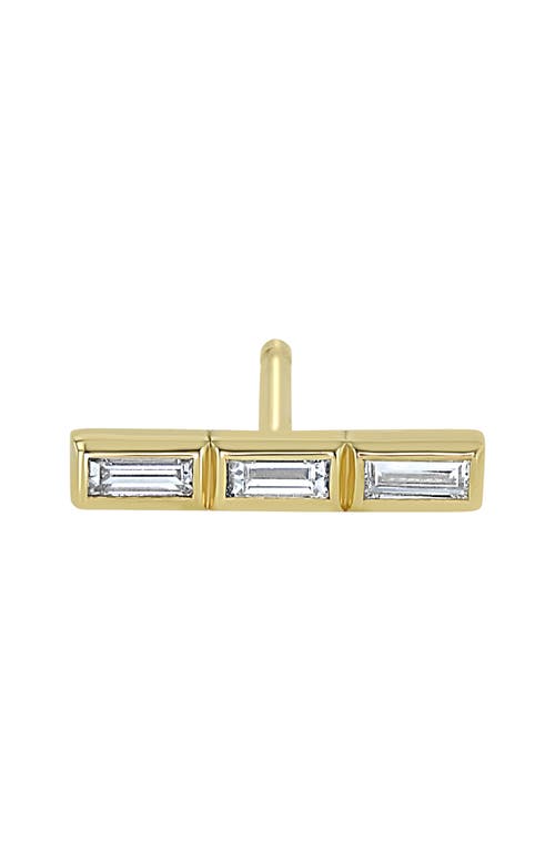Zoë Chicco Single Baguette Diamond Bar Stud Earring in 14K Gold at Nordstrom