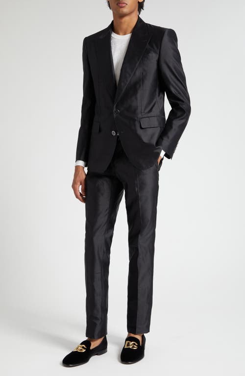 Dolce & Gabbana Sicilia Fit Silk Shantung Two-Piece Suit in Black
