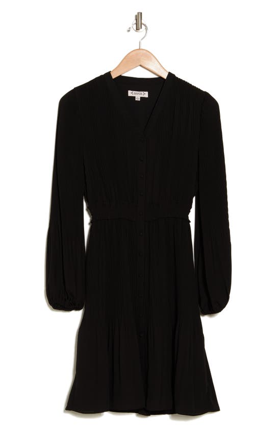 Shop Nanette Lepore Long Sleeve Crepe Chiffon Dress In Very Black