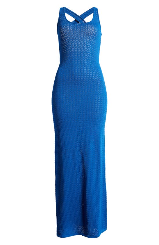 Shop Mistress Rocks Open Stitch Sleeveless Sweater Dress In Cobalt