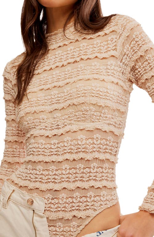 Shop Free People Angelina Floral Lace Detail Bodysuit In Tea