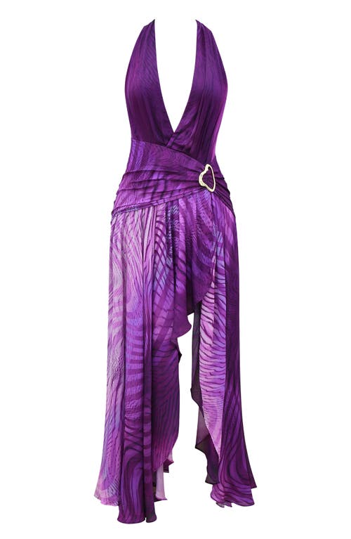 Shop House Of Cb Olessia Plunge Halter Maxi Dress In Iris Orchid