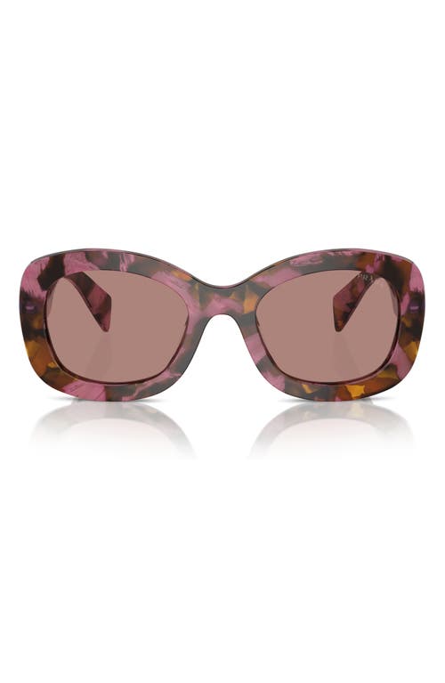 Prada 54mm Oval Polarized Sunglasses In Cognac Begonia/light Brown